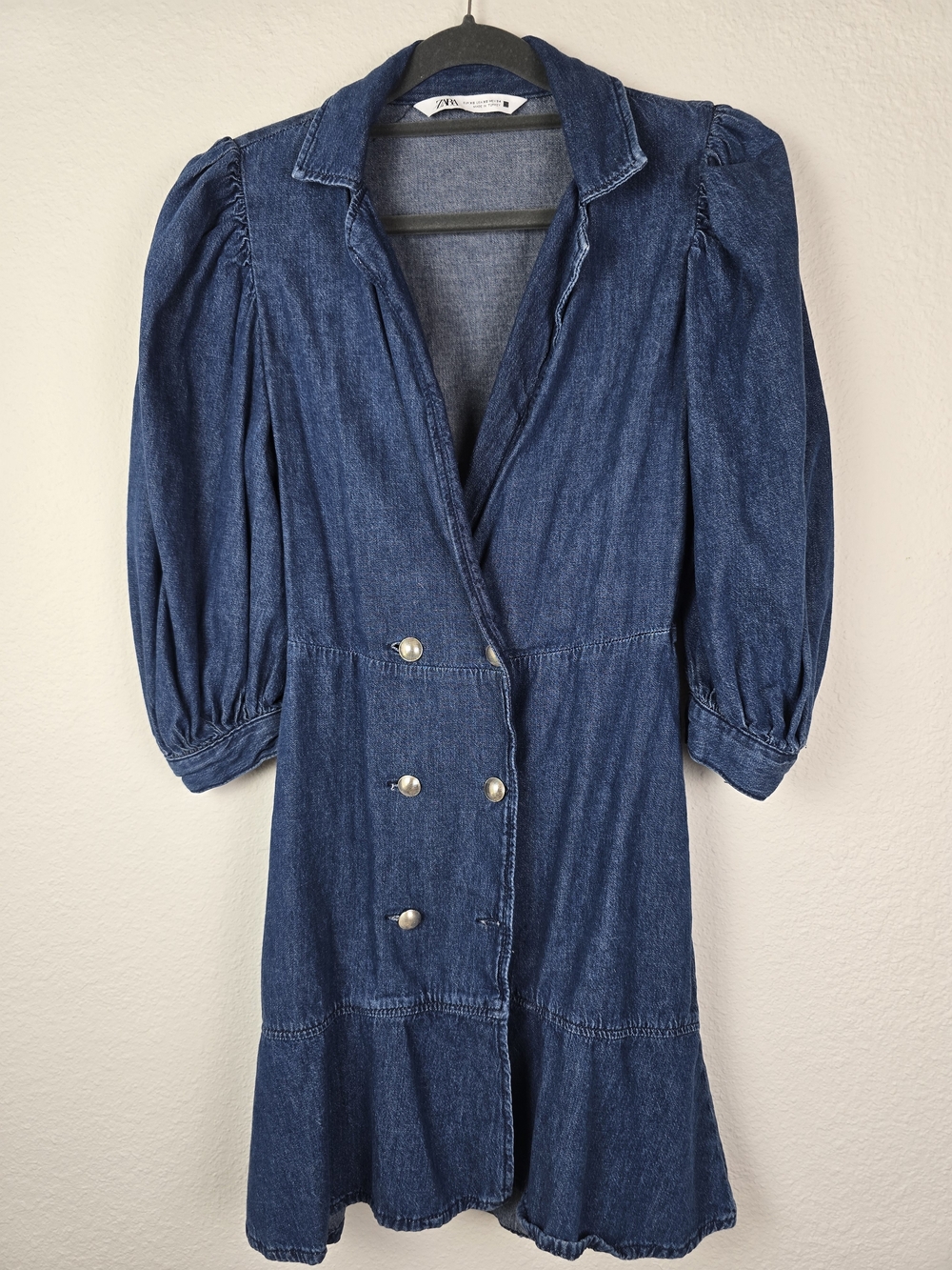 Zara Dark Blue Denim Double-Breasted Dress